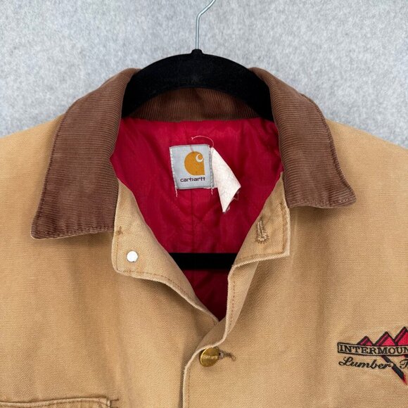 Carhartt Mens VTG Chore Jacket Size 44 Tall Canvas Quilted Lined Corduroy Collar - Picture 2 of 16